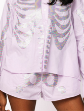 Load image into Gallery viewer, Queen Of Sparkles Lavender Skeleton Button Up Short