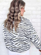Load image into Gallery viewer, Queen Of Sparkles Cream & Black Zebra Sweatshirt