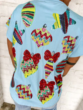 Load image into Gallery viewer, Queen Of Sparkles Light Blue Ornament and Bow Tee