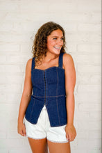 Load image into Gallery viewer, Although You’re There Denim Top