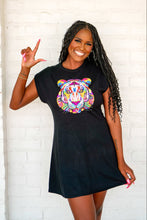 Load image into Gallery viewer, Queen Of Sparkles Black Rainbow Tiger Head Sweater Dress