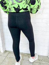 Load image into Gallery viewer, Queen Of Sparkles Black Scattered Rhinestone Leggings with multicolor beaded rhinestones