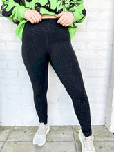 Load image into Gallery viewer, Queen Of Sparkles Black Scattered Rhinestone Leggings with multicolor beaded rhinestones