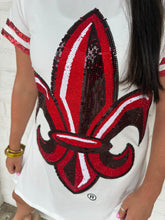 Load image into Gallery viewer, Queen Of Sparkles ULL Oversized Mascot Tee Dress