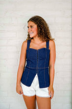 Load image into Gallery viewer, Although You’re There Denim Top