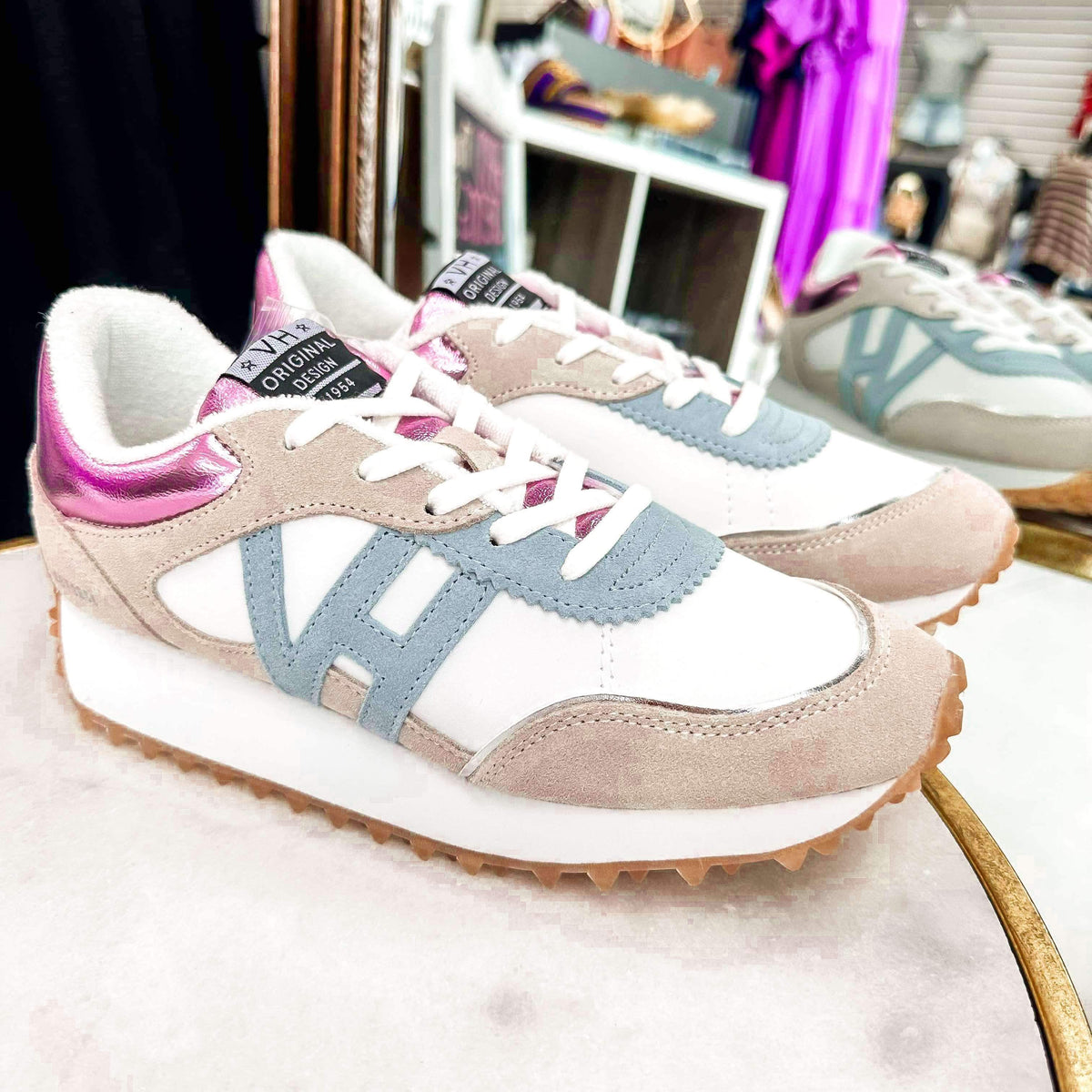Vintage Havana Grey/Metallic Pink/Blue Sneaker – Shop Shoetique