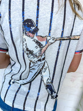 Load image into Gallery viewer, Queen Of Sparkles Royal and Grey Strike Out Baseball Tee