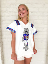 Load image into Gallery viewer, Queen Of Sparkles White, Royal, & Red LA Bulldog Jersey Tee