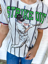 Load image into Gallery viewer, Queen Of Sparkles Royal and Grey Strike Out Baseball Tee