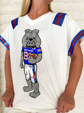 Load image into Gallery viewer, Queen Of Sparkles White, Royal, & Red LA Bulldog Jersey Tee