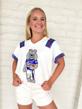 Load image into Gallery viewer, Queen Of Sparkles White, Royal, & Red LA Bulldog Jersey Tee