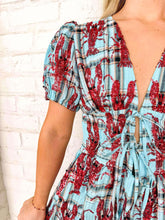 Load image into Gallery viewer, Queen Of Sparkles Aqua Plaid Crawfish Cotton Tie Dress