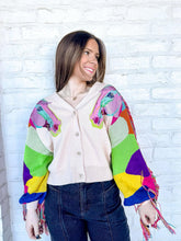 Load image into Gallery viewer, Queen Of Sparkles Tan Fringe Horse Cardigan