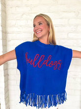 Load image into Gallery viewer, Queen Of Sparkles Royal & Red LA Tech Bulldogs Fringe Sweater Vest