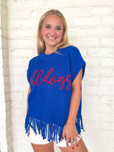 Load image into Gallery viewer, Queen Of Sparkles Royal & Red LA Tech Bulldogs Fringe Sweater Vest