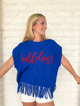 Load image into Gallery viewer, Queen Of Sparkles Royal & Red LA Tech Bulldogs Fringe Sweater Vest