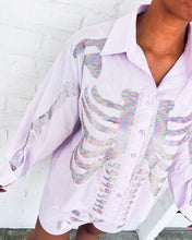 Load image into Gallery viewer, Queen Of Sparkles Lavender Skeleton Button Up Top