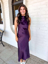 Load image into Gallery viewer, Good To Know Plum Satin Dress