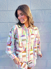Load image into Gallery viewer, Queen Of Sparkles Rainbow Plaid Daiquiri Button Up