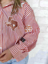 Load image into Gallery viewer, Queen Of Sparkles Texas Mini Icon Striped Button Down