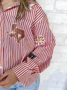 Queen Of Sparkles Texas Mini Icon Striped Button Down