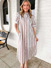 Load image into Gallery viewer, New Start Taupe Stripe Dress