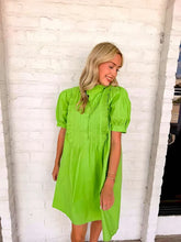 Load image into Gallery viewer, Deal With It Green Puff Sleeve Dress