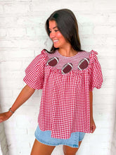 Load image into Gallery viewer, Vintage Smock Crimson Gameday Top