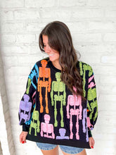 Load image into Gallery viewer, Queen Of Sparkles Black Multi Fuzzy Skeleton Sweatshirt