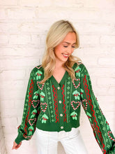 Load image into Gallery viewer, Queen Of Sparkles Green 3D Holly &amp; Peppermint Cardigan