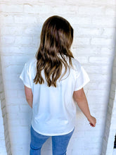 Load image into Gallery viewer, Queen Of Sparkles White Diagonal Mardi Gras Stripe Tee