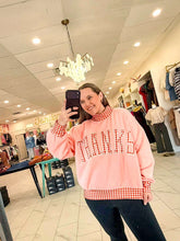 Load image into Gallery viewer, Give Thanks Peach Gingham Pullover