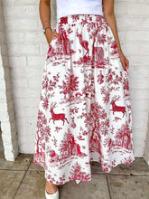 Load image into Gallery viewer, Queen Of Sparkles Red &amp; White Christmas Twall Cotton Midi Skirt