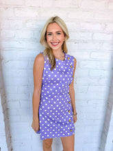 Load image into Gallery viewer, Hey Now Purple Polka Dot Romper