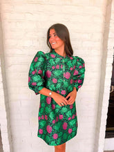Load image into Gallery viewer, Spring Meadow Floral Navy Jacquard Dress