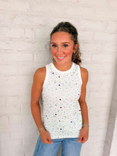 Load image into Gallery viewer, Queen Of Sparkles White Multi Rhinestone Tank Top