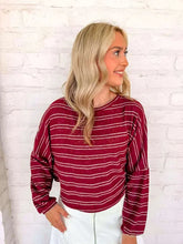 Load image into Gallery viewer, Light Up The Sky Burgundy Stripe Top