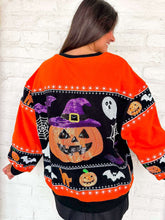 Load image into Gallery viewer, Queen Of Sparkles Orange Stripes Pumpkin Icon Sweatshirt
