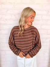 Load image into Gallery viewer, Light Up The Sky Brown Stripe Top