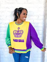 Load image into Gallery viewer, Queen Of Sparkles Mardi Gras Colorblock Crown Sweatshirt