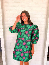 Load image into Gallery viewer, Spring Meadow Floral Navy Jacquard Dress