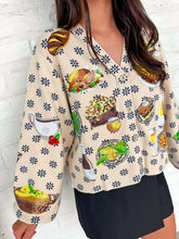Load image into Gallery viewer, Queen Of Sparkles Ivory Flower Print Thanksgiving Button Up Cardigan