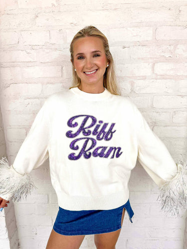 Queen Of Sparkles TCU Feather Sleeve Sweater