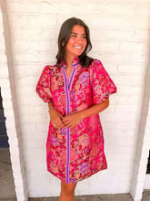 Load image into Gallery viewer, Small Talk Magenta Jacquard Dress