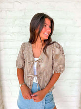 Load image into Gallery viewer, Cozy Cabin Bow Brown Top