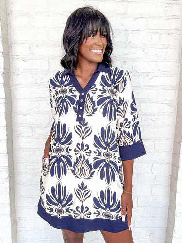 The Good Has Come Navy Dress