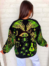 Load image into Gallery viewer, Queen Of Sparkles Black &amp; Green Halloween Queen Icon Sweatshirt