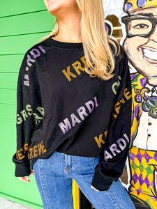 Top Of The Float Mardi Gras Black Pullover