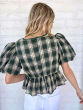Load image into Gallery viewer, Live Your Life Right Green Plaid Blouse