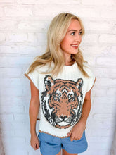 Load image into Gallery viewer, Tiger Head Cream Sweater Vest